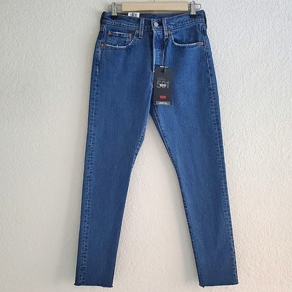 Levi's 501 High Rise Waisted Skinny Jeans Blue - Picture 8 of 9